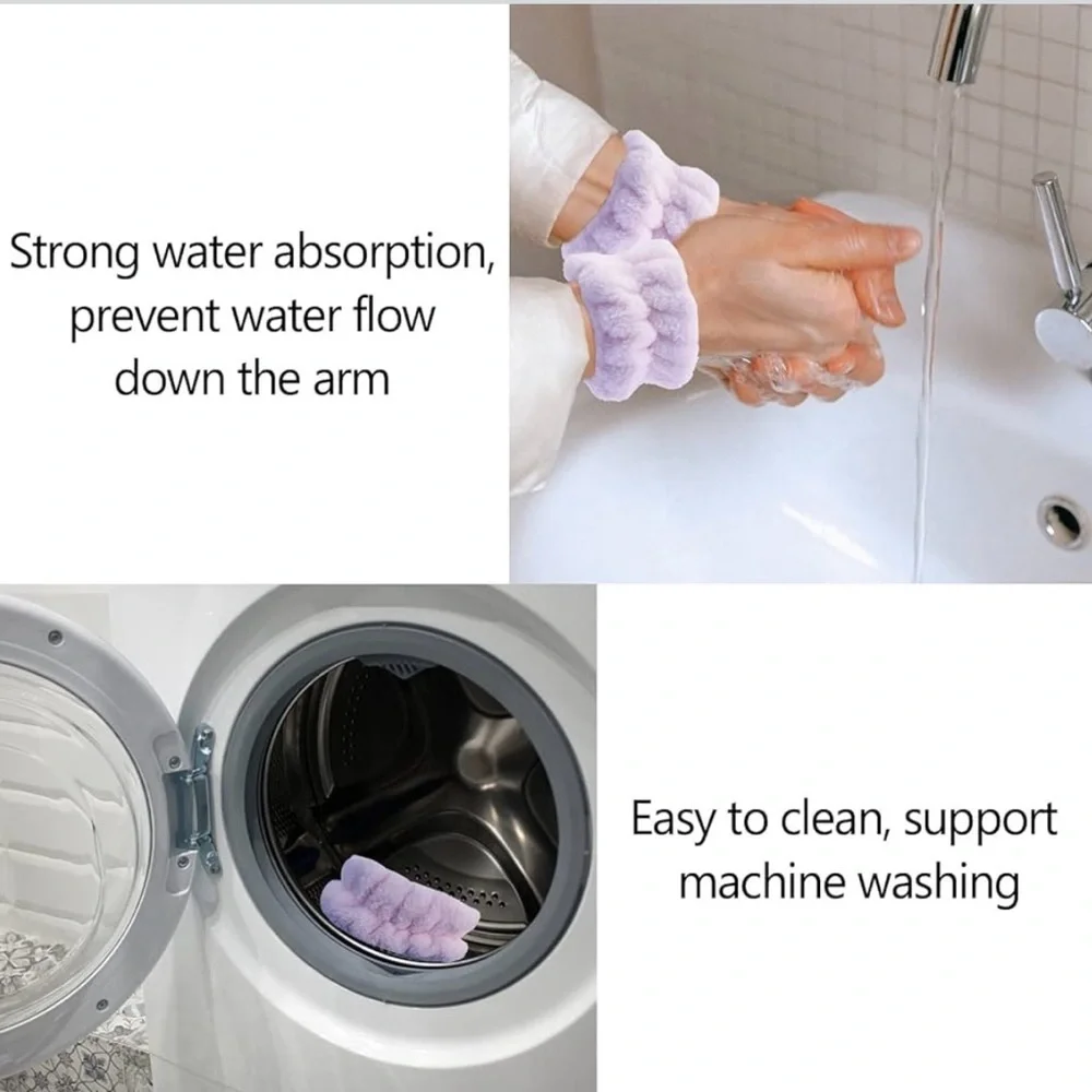 Pink Bunny Ear Spa Headband & Wristbands Set Face Washing Skincare Makeup, [New]